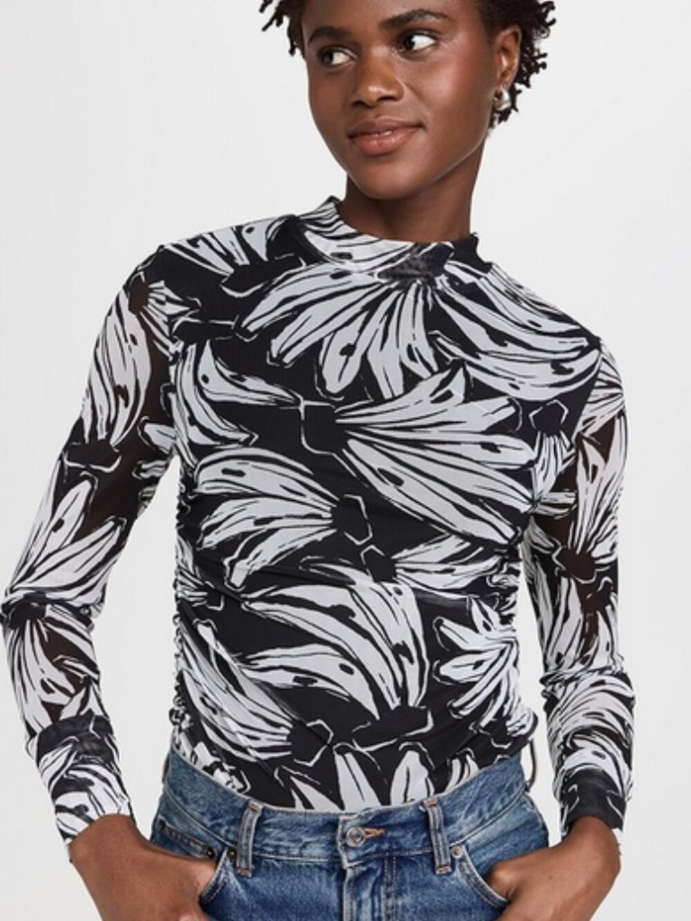 Farm Rio | Bossa Banana Black Tulle Blouse